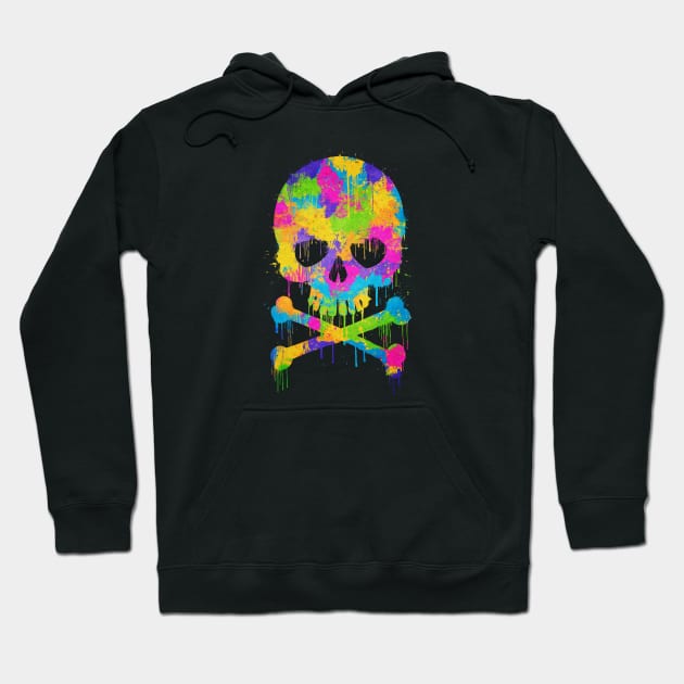 Abstract Trendy Graffiti Watercolor Skull Hoodie by badbugs